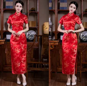 Nuevos productos calientes mujeres qipao cheongsam vestido señora verano vestido largo