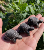 Mini Sculpture de Tortue en Obsidienne Naturelle Forme Libre, Sculptée à la Main, pour Décoration Maison et Bureau, Vente en Gros