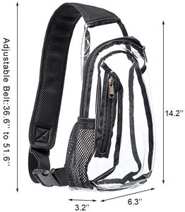 Mochila de hombro cruzada de PVC transparente de alta resistencia para mujer, mochila de día de pecho informal aprobada por estadio, bandolera transparente - Product Image 2