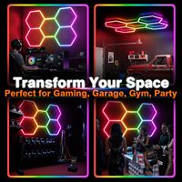 Lampes de garage hexagonales RGB, synchronisation musicale, lampes hexagonales LED, application intelligente et télécommande pour studio, salle de sport, décoration de sous-sol