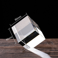 Bloque de Cristal K9 de 60 mm con Esquinas Cortadas, Cubo de Vidrio Transparente de 6 cm para Máquina Láser 3D Xtool, Grabado UV
