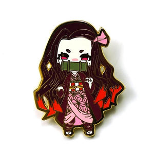 Metallo personalizzato di alta qualità per spilla distintivo ragazza cacciatrice di demoni con tecnica placcata capelli dorati e rossi - Product Image 3