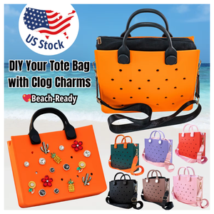 Custom EVA Tote <strong>Bag</strong> with Punch Holes for Shoe Charm Stylish Waterproof Handbag Beach Shopping Travel Clog Charm Tote <strong>Bag</strong> Handbag - Product Image 1