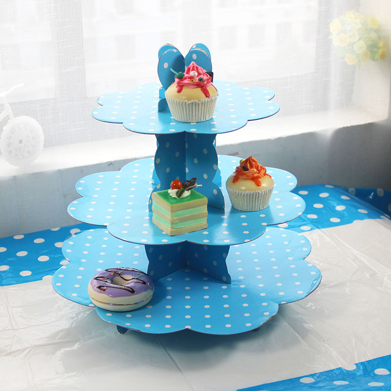 Alzata per torta a pois blu