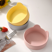 Bol de cuisine en silicone résistant à la chaleur de style coréen, couleurs rose, jaune, gris, vert, violet, pour enfants, camping, en stock