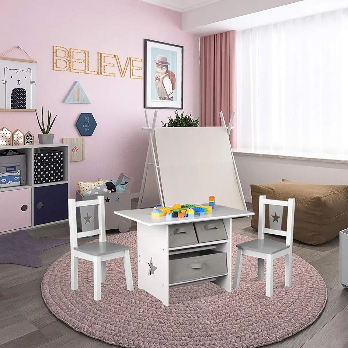 wood furniture for kids study table kids play wood table and chair sets storage box