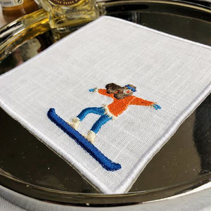 Vente en gros de serviettes en tissu de lin imprimées accrocheuses brodées sous-verre de cocktail napperons de table en coton durable - Product Image 5