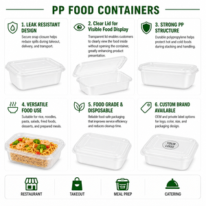 Lonchera Rectangular Desechable de Plástico PP de Alta Calidad, Contenedor Rectangular Conveniente para Almacenamiento de Alimentos - Product Image 3