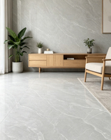 Carrelage en porcelaine émaillée effet marbre gris 600x600 mm, surface polie, sol intérieur, maison moderne, utilisation salle de bain et cuisine