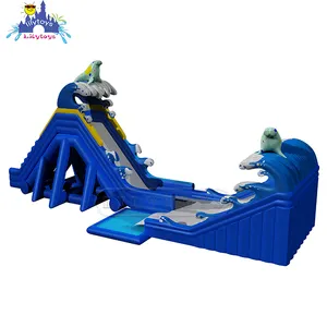 Lilytoys hot sell fun park giant inflatable water slide, water park pendulum wave slide, 0.6mm pvc