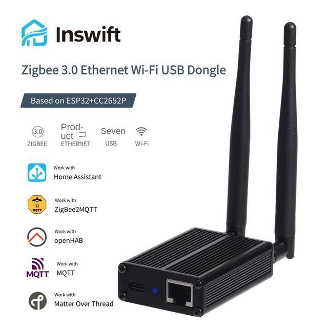 Zigbee 3.0 PoE Gateway Coordinator Dual-Band 2.4G/5G WiFi Display 1000Mbps LAN Ethernet/USB MQTT EFR32MG26 Hub