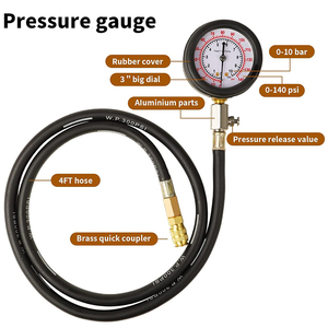 Kit de jauge de pression d'huile de cylindre de moteur SOOLU 0-140 <span class=keywords><strong>PSI</strong></span> avec cadran de 80 mm et adaptateurs de tuyau de 4 pieds pour voitures, VTT, camions et motos - Product Image 3