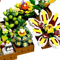 Mini Blocs de Construction Succulents en Pot DIY Collection Botanique Briques Florales Jouet de Construction pour Décoration de Bureau Cadeaux