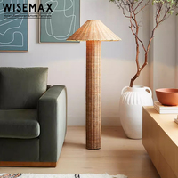 Lampe de sol en rotin naturel de style Wabi-Sabi WISEMAX FURNITURE, luminaire de table LED pour hôtel, canapés, café, décoration d'angle