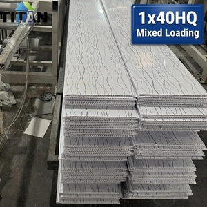 Panel de Techo de <span class=keywords><strong>PVC</strong></span> de 8mm y 9mm, Revestimiento de Pared de <span class=keywords><strong>PVC</strong></span>, Planchas de <span class=keywords><strong>PVC</strong></span> para Latinoamérica, Carga Mixta 1x40HQ - Product Image 1