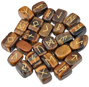 Wholesale Kindfull <b>Crystal</b> Tiger Eye Rune Stones Engraved Yellow Gemstone Mixed Material DIY <b>for</b> Decor Souvenir Healing - Product Image 1