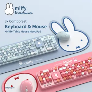 MIPOW X MIFFY คีย์บอร์ดไร้สายเมาส์และคีย์บอร์ดคอมโบพร้อมกล่องของขวัญ104คีย์