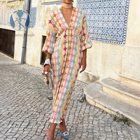 Robe à manches lanternes et col en V personnalisée, vente en gros d'usine, idéale pour les vacances, les rendez-vous et les fêtes