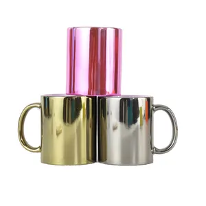 RubySub Plaques en céramique argentées et dorées de 11 oz pour sublimation, fournisseur en gros de tasses à café vierges - Product Image 1