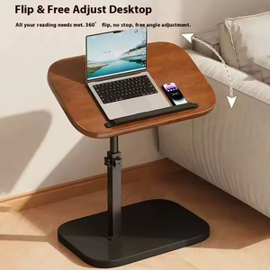 Movable Rotating Solid Wood <b>Coffee</b> <b>Table</b> with Adjustable Height Modern Design <b>Walnut</b> - Product Image 3