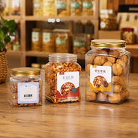 Envase Ovalado de PET para Alimentos de 750 ml con Tapa de Aluminio, Envase de Grado Alimenticio para Nueces de Anacardo y Frutos Secos al por Mayor