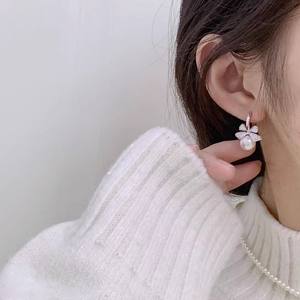 22469DIY S925 Support creux pour boucles d'oreilles en forme de clou d'oreille blanc avec perle ronde de 9-11 mm, cache-oreilles pour femme, gadget - Product Image 3