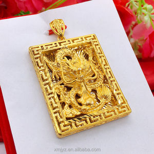 Nouveaux accessoires en laiton, bijoux en or plaqué, pendentif dragon, pendentif plaque carrée totem dragon, accessoires pour hommes - Product Image 4