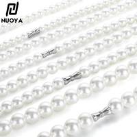 Collier en cuivre et bambou avec perles d'imitation blanches, style hip-hop minimaliste euro-américain, accessoire de marque tendance, style ASAP Rocky