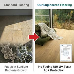 Parquet en bouleau massif importé, résistant aux UV et antibactérien, dimensions 1210x167x14, idéal pour les balcons des appartements de retraite - Product Image 4
