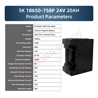 Batterie SUNKING 24V 20Ah 18650 avec coque en plastique, 800 cycles, pour fauteuil roulant et dispositif extérieur, source d'alimentation de secours