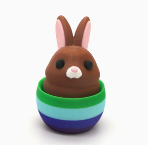 Figurine fantaisie en plastique en forme de lapin mignon de dessin animé, motif cœur, en forme d'œuf - Product Image 5
