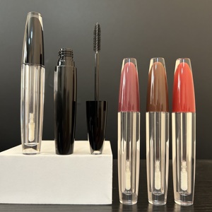 Tube de gloss à lèvres transparent en forme de cône unique ISMAN, 4 ml, 16 ml, flacon de mascara rouge à parois épaisses, conteneur cosmétique en cristal, logo personnalisé - Product Image 1