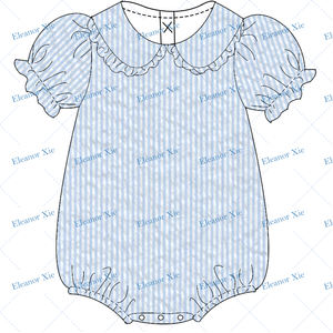 Tutine <span class=keywords><strong>da</strong></span> bambina con maniche corte personalizzate seersucker cotone peter pan collare vestiti neonati - Product Image 2