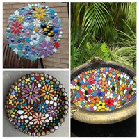 Mosaïque artisanale en verre recyclé, formes mixtes étoiles et cœurs irisées, vente en gros directe d'usine, pour projets DIY faits main