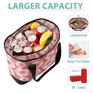 Hawaii Hibiscus Flowers Custom Design Waterproof Portable Insulated Cooler <b>Lunch</b> Picnic <b>Box</b> <b>Bag</b> <b>Lunch</b> <b>Bag</b> - Product Image 3