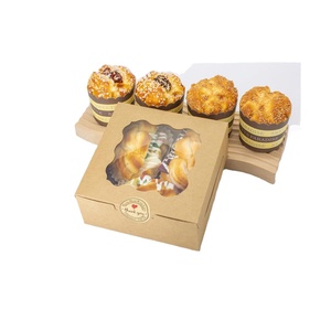 Logo personnalisé petite boîte de papier kraft boulangerie avec fenêtre pour friandises, cupcakes, mini-tarte, gâteau <span class=keywords><strong>bombe</strong></span>, beignets - Product Image 1