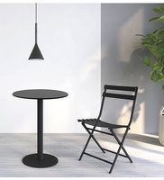 Table de bistrot ronde en métal vert menthe, table basse d'extérieur pour jardin, table d'appoint sur piétement pour café, restaurant, terrasse, balcon