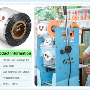 Film de scellage personnalisé avec logo imprimé pour gobelets en plastique PP et en papier, compatible avec les machines à sceller pour boba, eau, café froid, jus, soda - Product Image 4