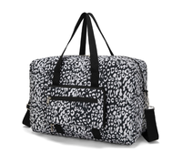 Sac de voyage unisexe en polyester à imprimé léopard avec fermeture éclair, poche pour trolley, idéal pour la gym, les week-ends et les séjours d'une nuit