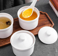 Pot à ragoût en céramique blanche avec couvercle, petit bol à soupe en porcelaine, tasse à vapeur pour œufs et crème, bol de service pour desserts à domicile, hôtel, restaurant