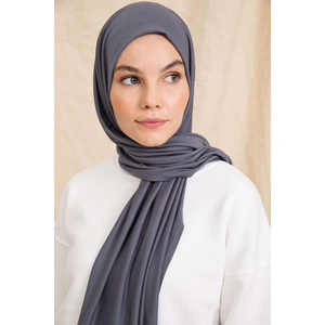 Bufanda de algodón para mujer, color antracita, larga, ligera, tradicional, tipo chal. - Product Image 5