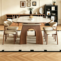 Ensemble table et chaises en dalle de roche - Table à manger de style antique, idéale pour les petits espaces, extensible et