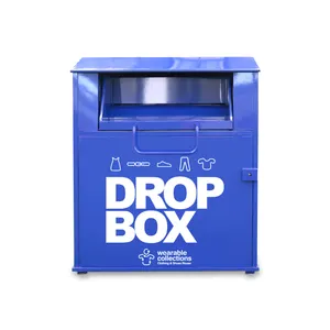 Custom Large Outdoor Power Coated Cold Rolled Metal Steel Recycling Bin Donation Drop Box