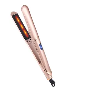 Professional new 1.2 Inch Pure Ceramic Tourmaline Heating Panel Flat Iron LCD Display Infrared Hair Straightener