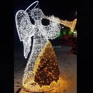 3D กลางแจ้ง lighted Christmas angels light yard ตกแต่ง angels