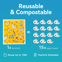 Emballage personnalisé, chiffon à vaisselle suédois biodégradable, éponge en cellulose naturelle 70/30 pour le nettoyage ménager