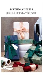 2025 New Vintage Textured Gravure Printed <b>Wrapping</b> <b>Paper</b> <b>Roll</b> 43cm*10m Disposable Recyclable Kraft <b>Paper</b> Gift Packaging Custom - Product Image 2