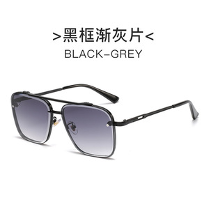 แว่นกันแดดทรงโลหะสองคาน รุ่นฮิตปี 2023 ไร้กรอบ เลนส์ PC ป้องกัน UV400 สีน้ำตาล น้ำเงิน เทา รับทำโลโก้ 男女兼用 - Product Image 3