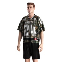 Jersey Sepak Bola Amerika Desain Retro untuk Pria, Bahan Mesh Bernapas, untuk Pertemuan Penggemar dan Pertandingan