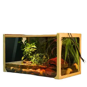 Barbarous BG Growth DJ-01 wood grain glass box gecko horned frog spider reptile amphibious terrarium cage feeding box glass